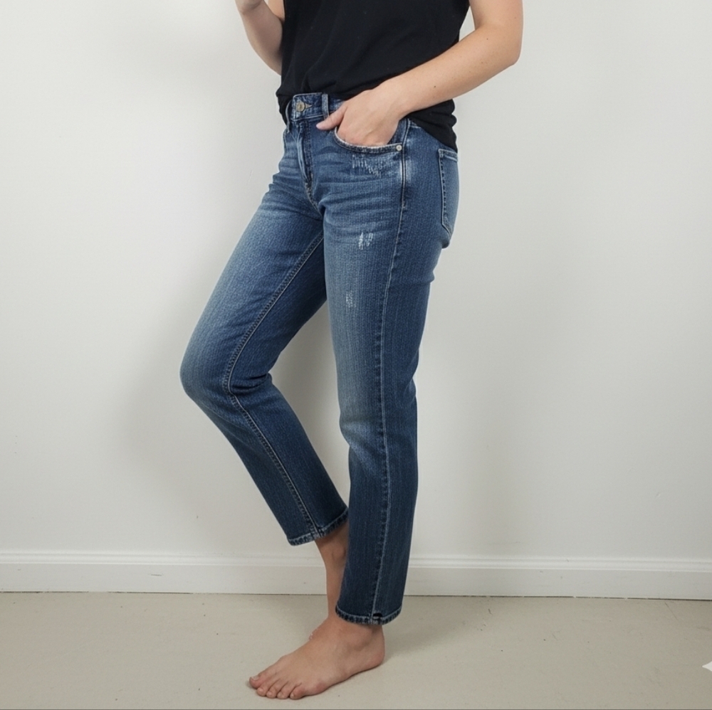 Kancan Boyfriend Jeans Mid Rise Ankle Cropped Denim Dark Wash Womens Size 27